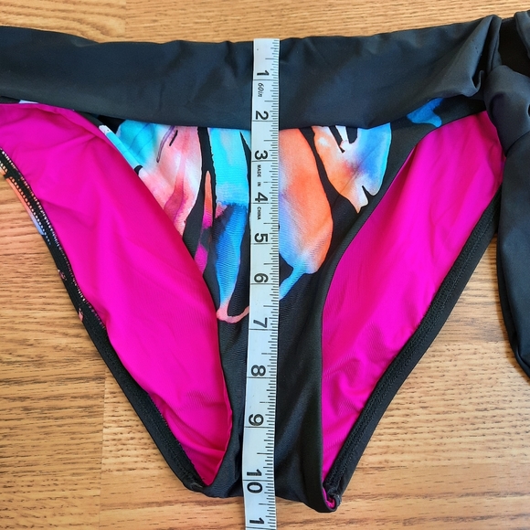 La Blanca Black Prism Palm Women's Bikini Swimsuit Bottom Convertible Band SZ 10 - Picture 13 of 14